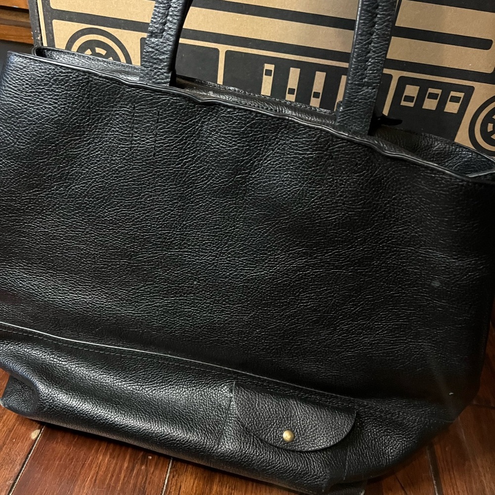 J. Crew Black Leather Women's Tote Bag